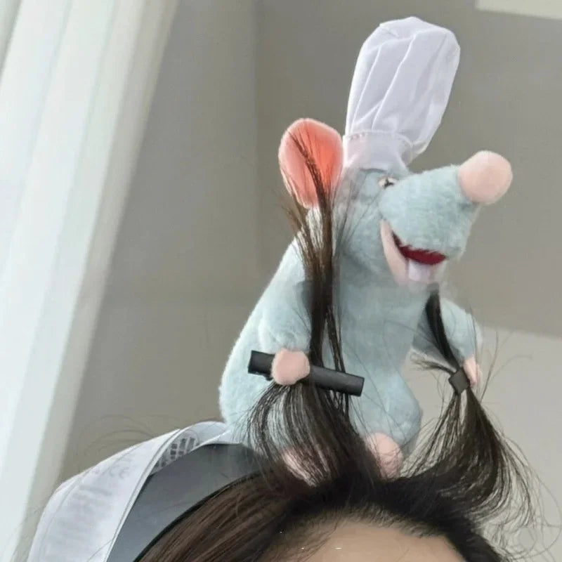 Remy Ratatouille Chef Hat Plush Hair Band – Cute Hair Clip Headband for Cosplay, Parties & Gifts