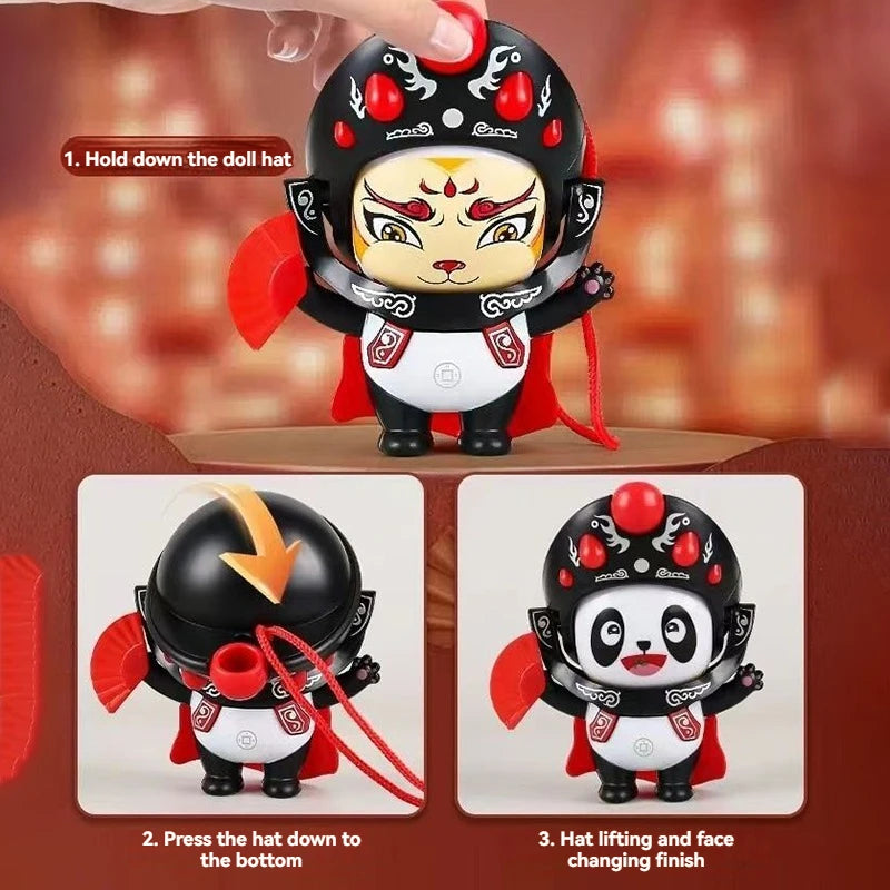 Sichuan Opera Face Changing Panda Doll - Chinese Traditional Culture Toy with 5 Facial Expressions Kids Gift Souvenir