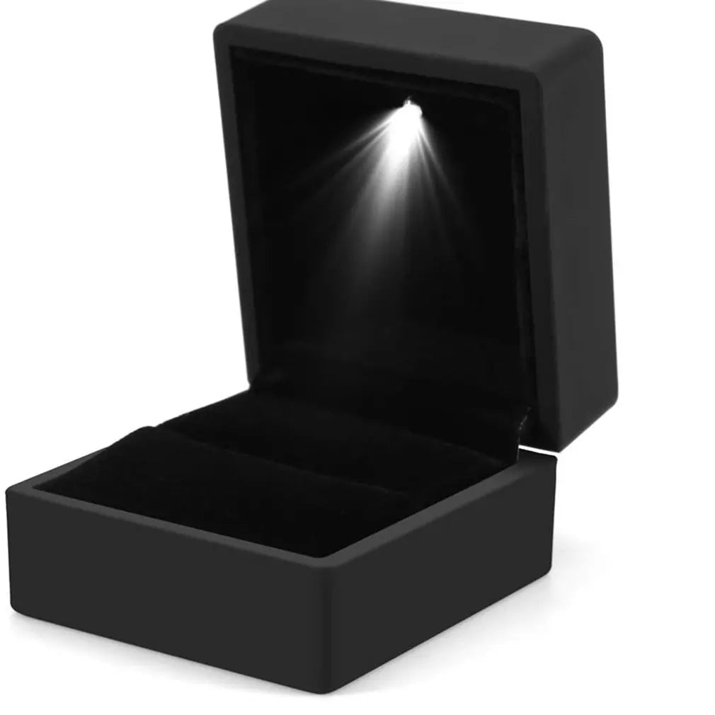 LED Light Ring Box - Wedding & Engagement Jewelry Storage Organizer, Solid Color Plastic Diamond Ring Gift Box for Valentine's Day