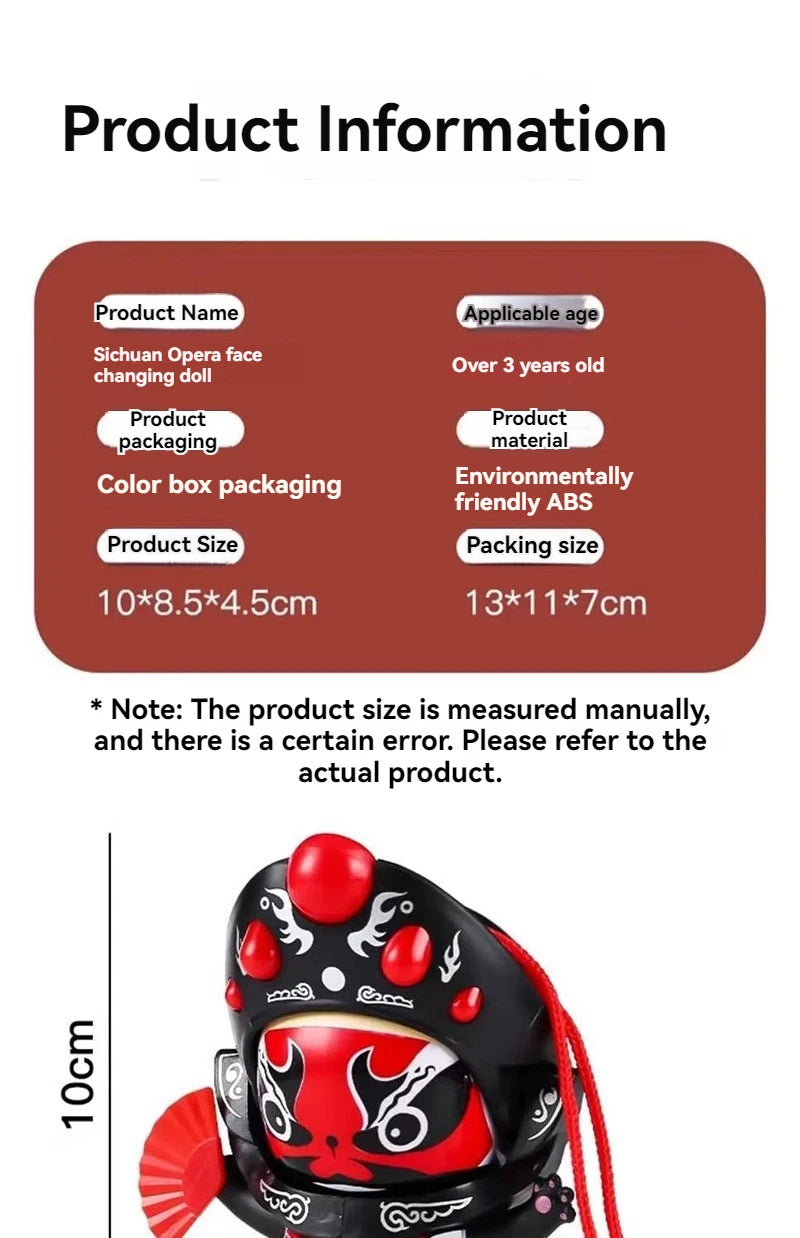 Sichuan Opera Face Changing Panda Doll - Chinese Traditional Culture Toy with 5 Facial Expressions Kids Gift Souvenir