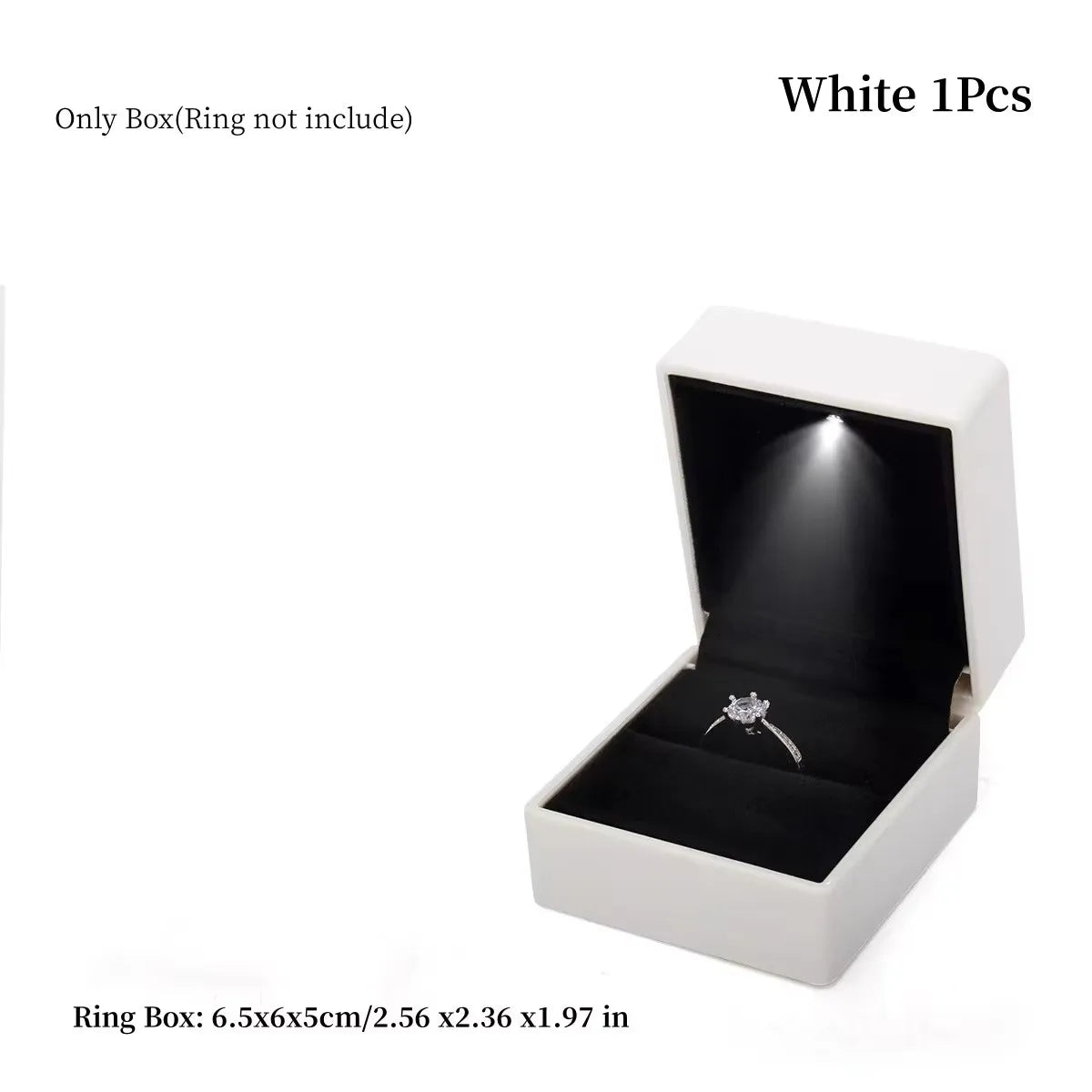 LED Light Ring Box - Wedding & Engagement Jewelry Storage Organizer, Solid Color Plastic Diamond Ring Gift Box for Valentine's Day
