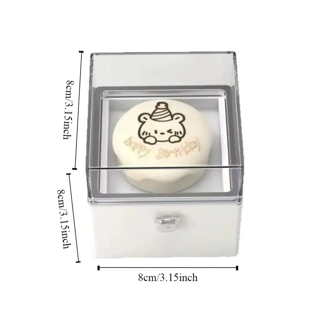 Surprise Bear Flip Ring Box  Valentine Birthday Gift Packaging with Plastic Candle Lighting Jewelry Storage Carrying Case
