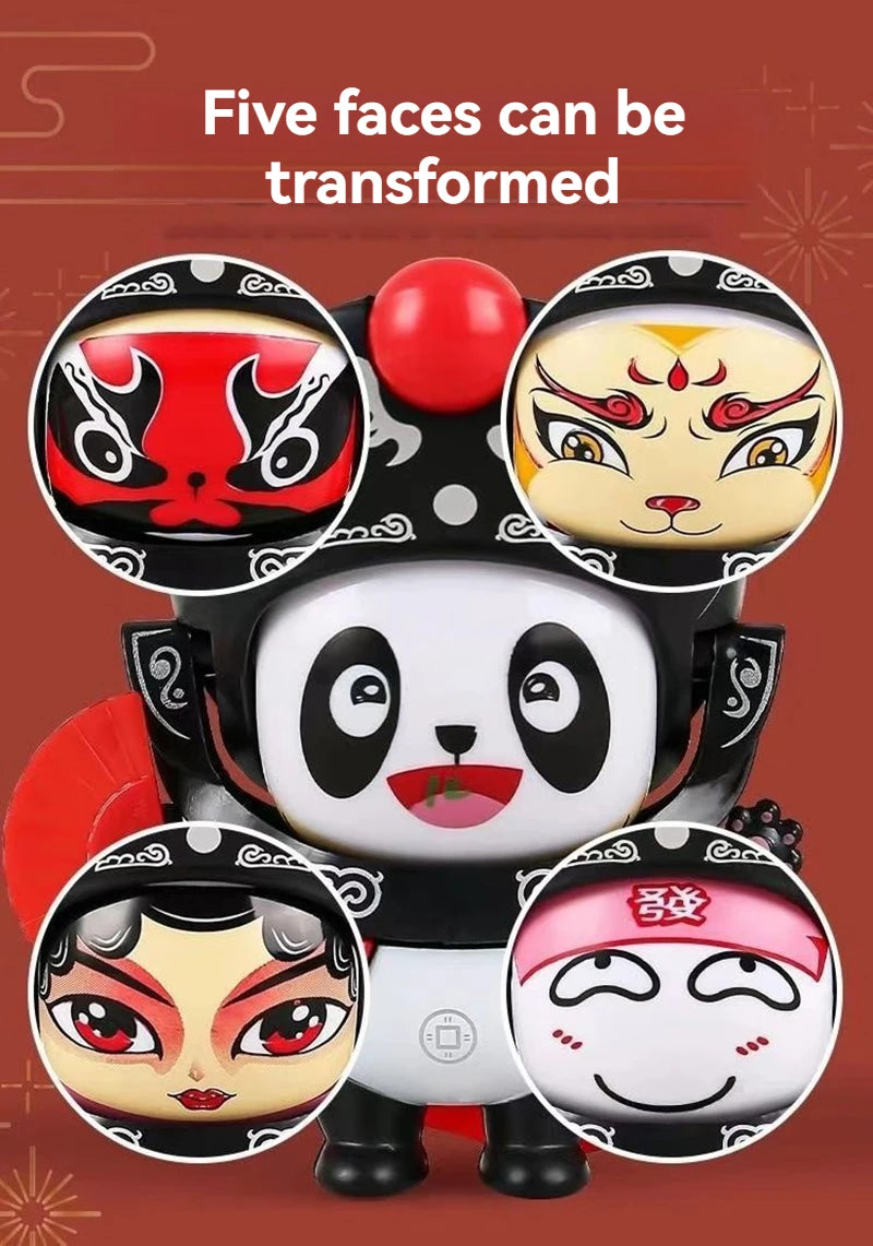 Sichuan Opera Face Changing Panda Doll - Chinese Traditional Culture Toy with 5 Facial Expressions Kids Gift Souvenir