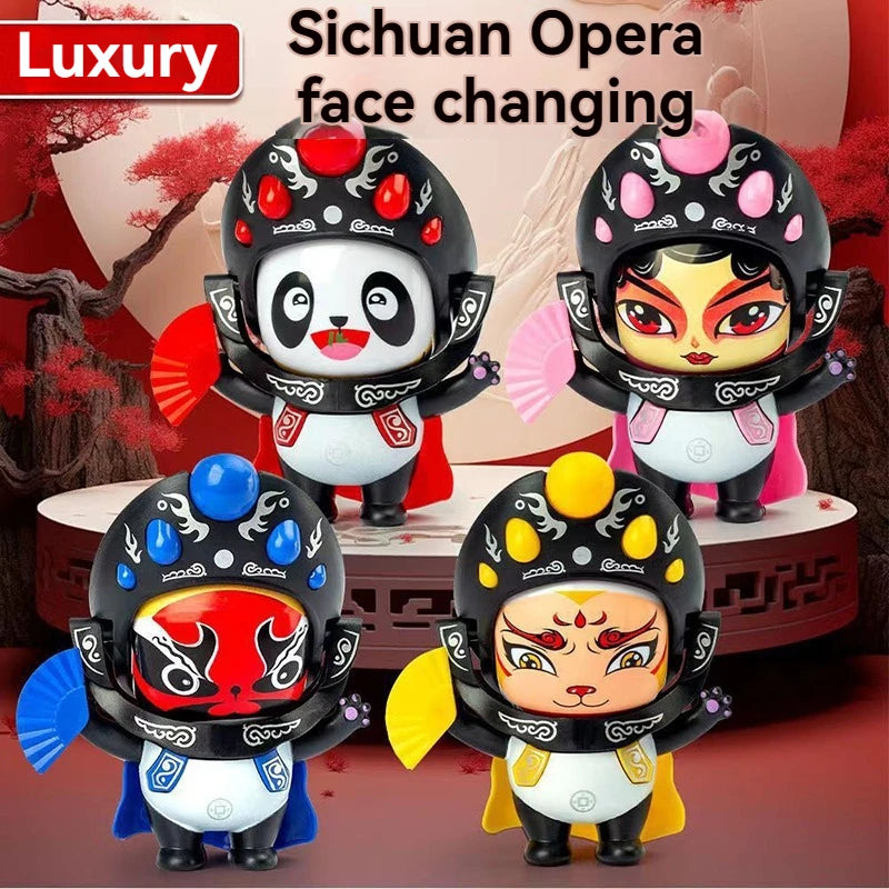 Sichuan Opera Face Changing Panda Doll - Chinese Traditional Culture Toy with 5 Facial Expressions Kids Gift Souvenir