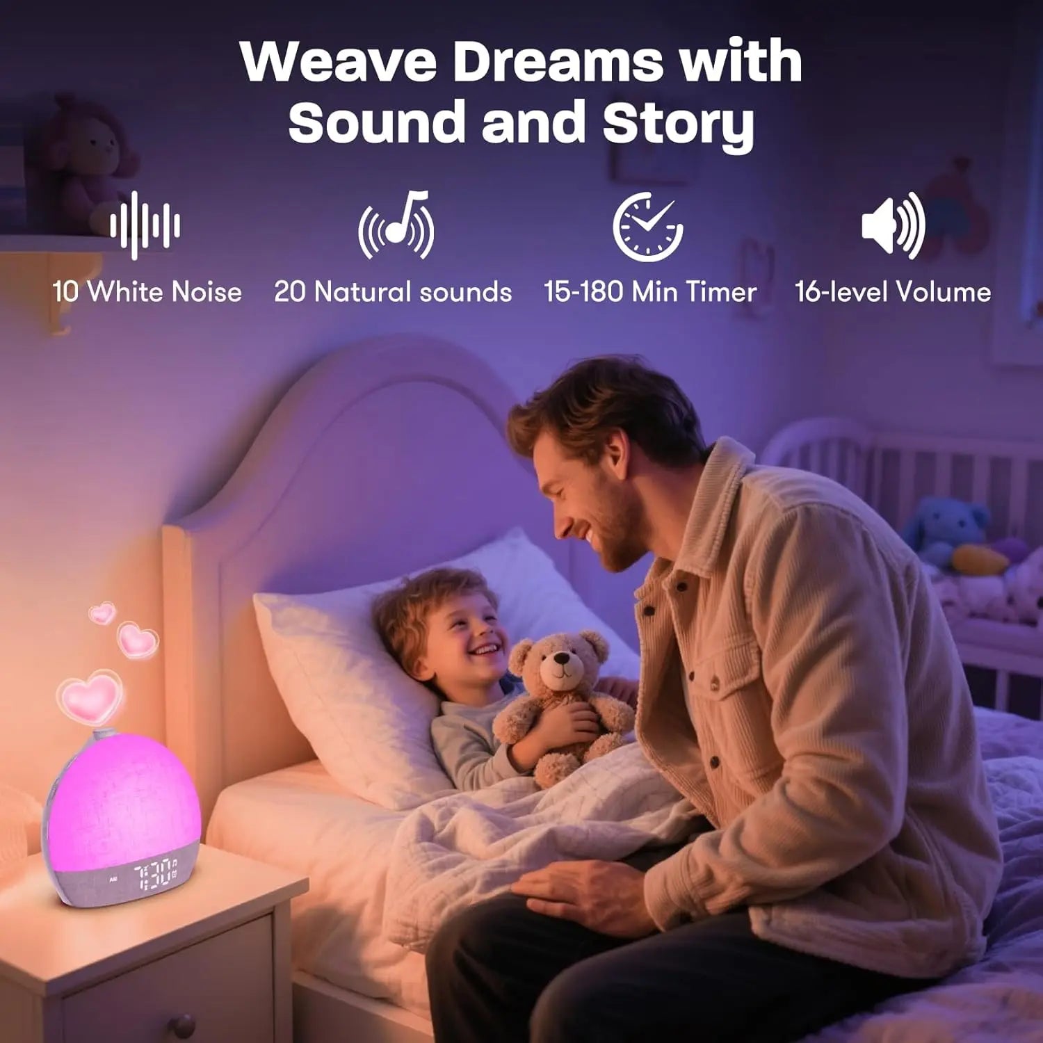 Wake Up Light Sunrise Alarm Clock Timer 30 White Noise Sound Machine Dimmable RGB Night Lights Sleep Aid Snooze Ideal for Gift
