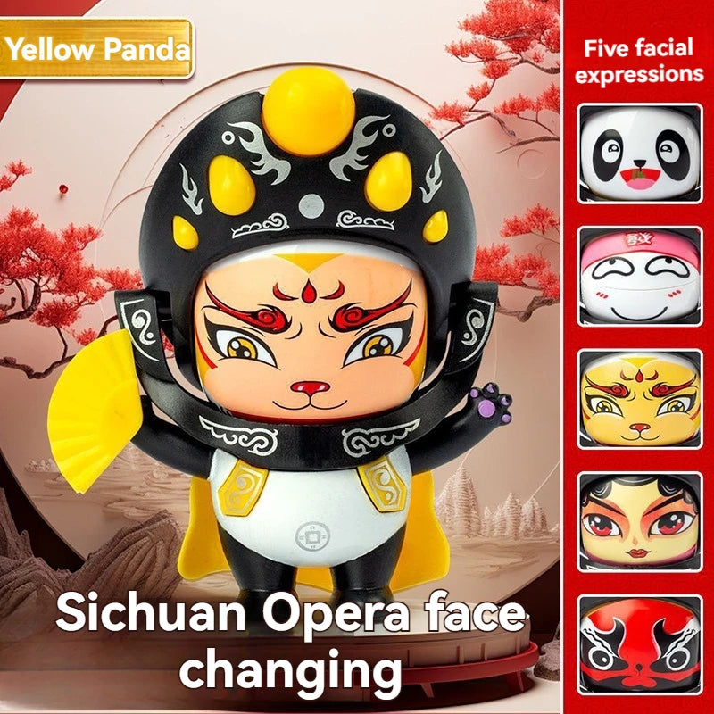 Sichuan Opera Face Changing Panda Doll - Chinese Traditional Culture Toy with 5 Facial Expressions Kids Gift Souvenir