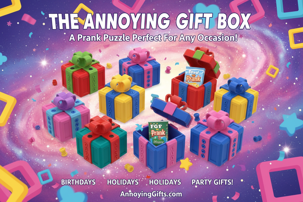我们的盒子是annoying gift box，请使用我们的产品图片做一张海报